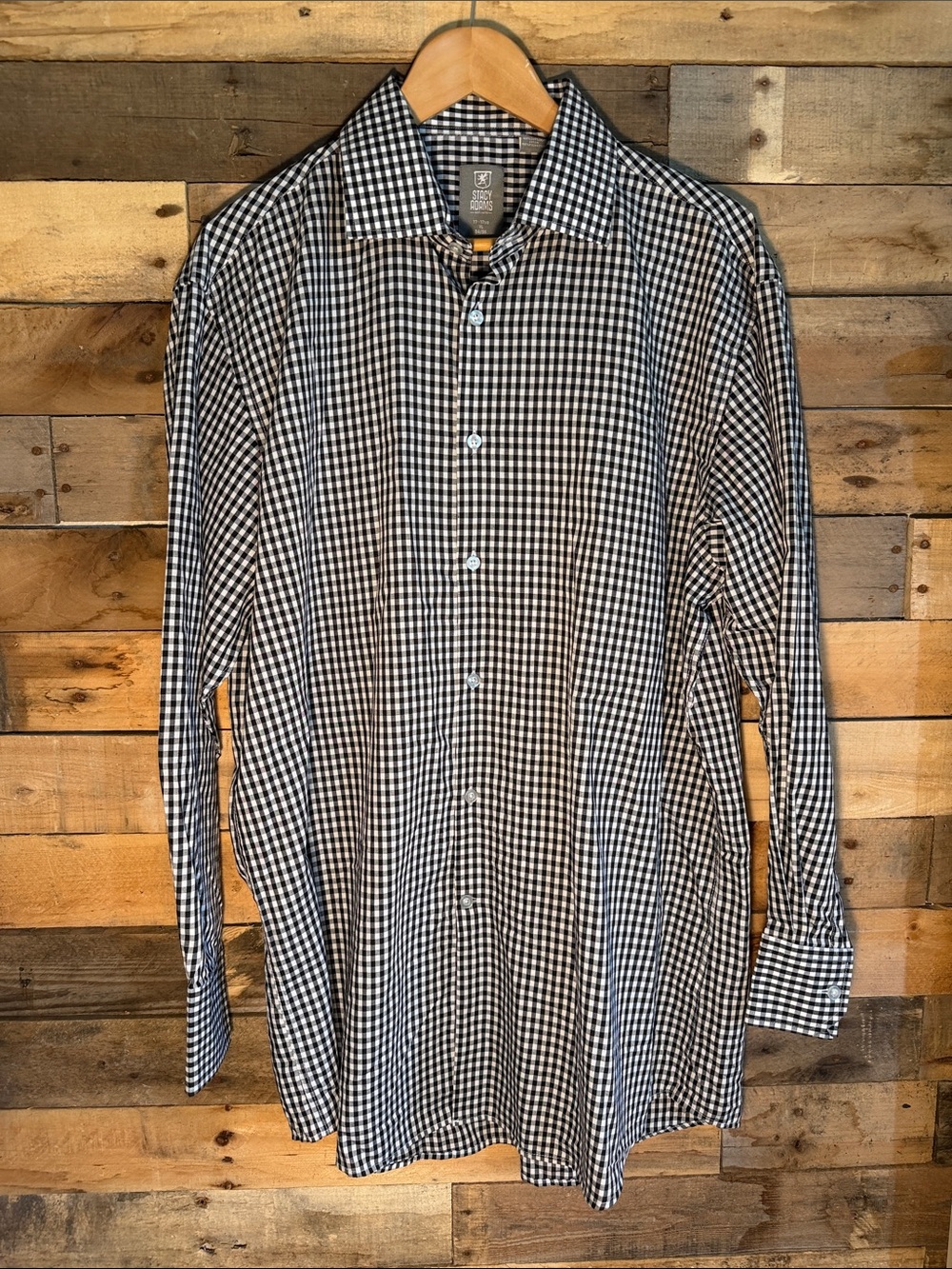 Stacy Adams Black & White Gingham Dress Shirt